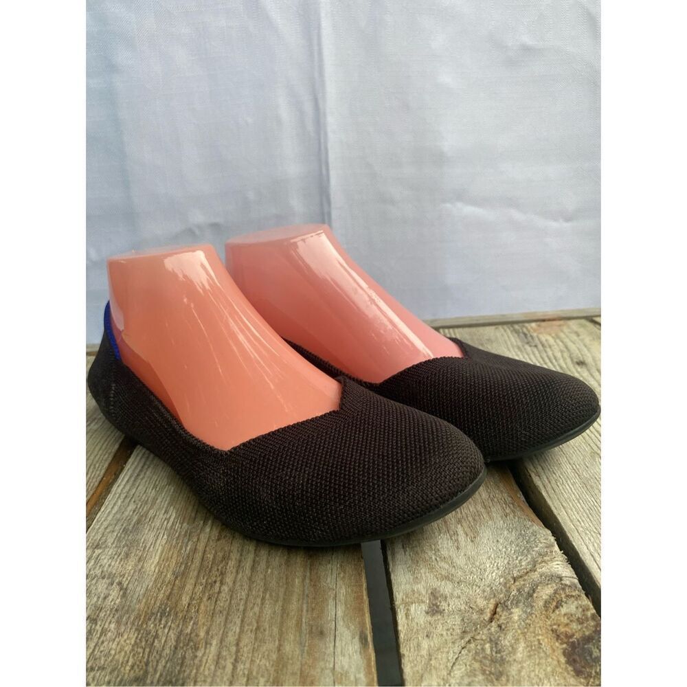 Rothy’s The Point Wm’s Size 8.5 Black Knit Flats  Recycled Material Slip-On Shoe